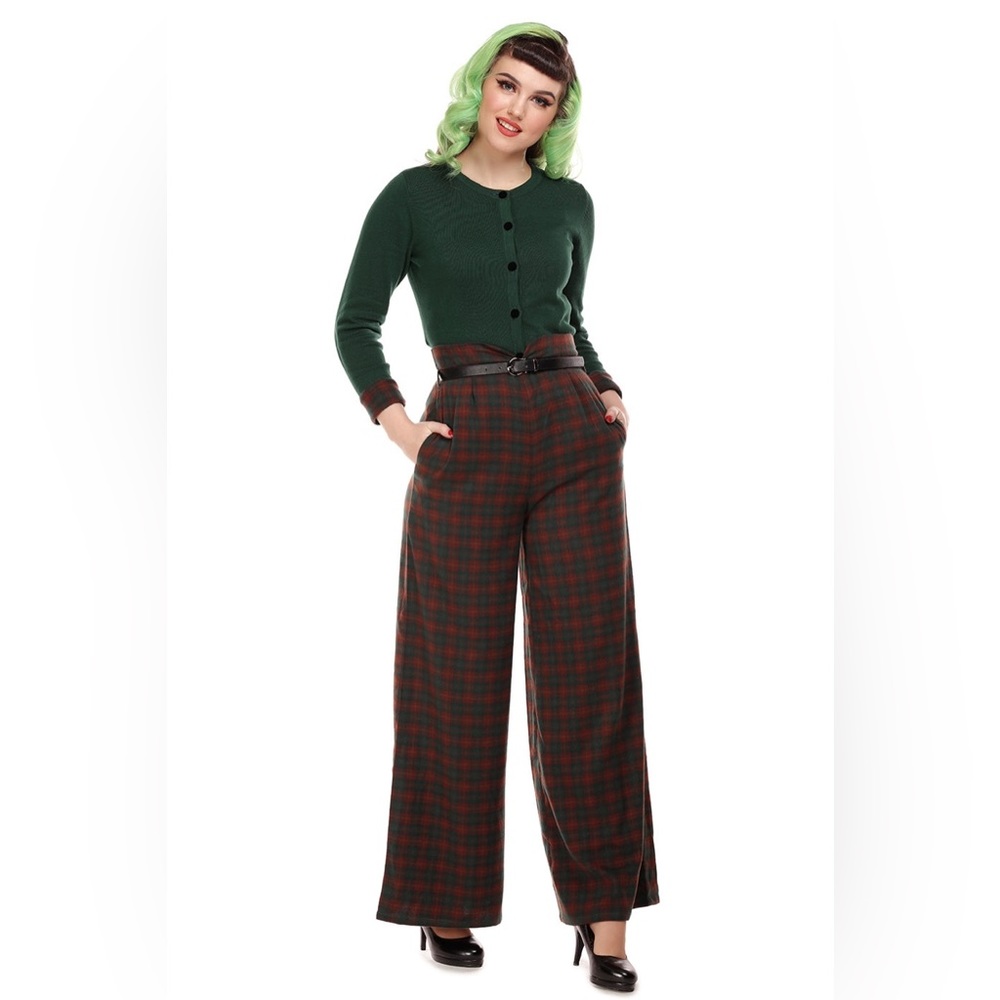 Collectif Monet Woodland Check Trousers